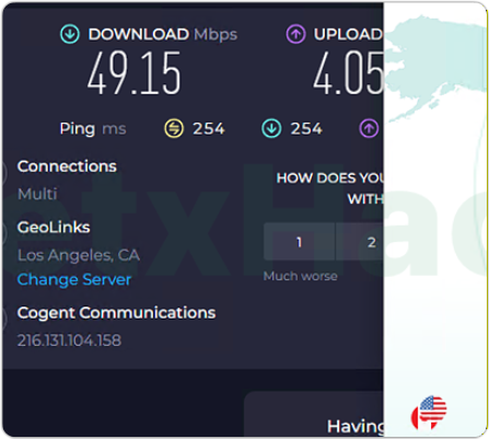 BitdefenderVPN Speedtest (multihop canada-united states)